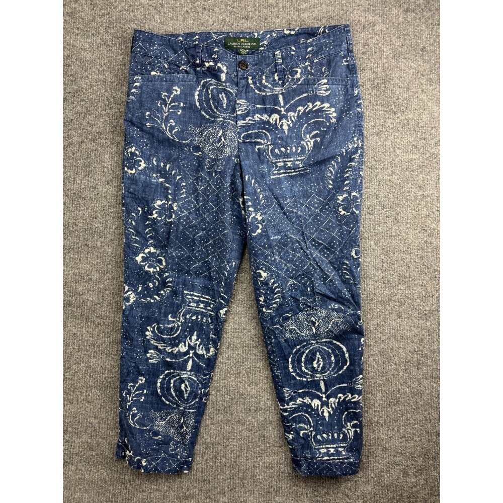 Lauren Jeans Co Ralph Lauren Paisley Printed Womens 6 Blue Ankle Cropped Pants
